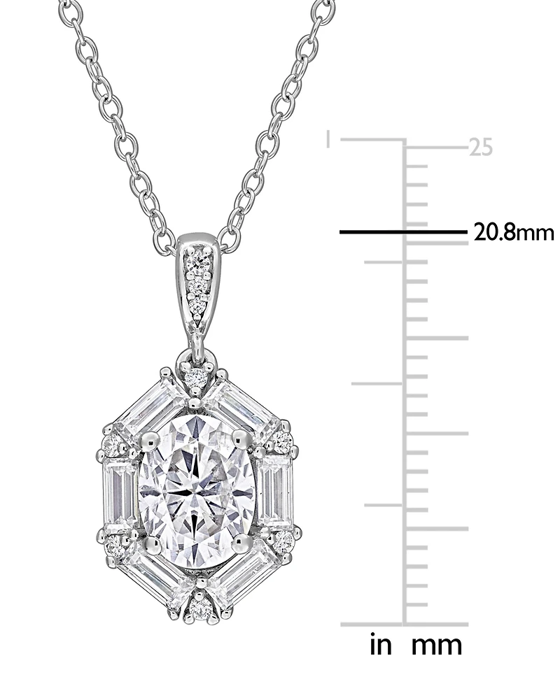 Macy's Moissanite (2-1/5 ct. t.w.) Cluster Pendant Necklace in Sterling Silver