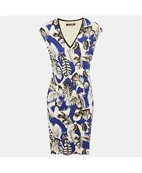 Pre-Owned Roberto Cavalli Women's Multicolor Printed Jersey Midi Dress