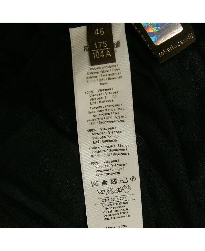 Pre-Owned Roberto Cavalli Women's Black Printed Jersey Midi Dress