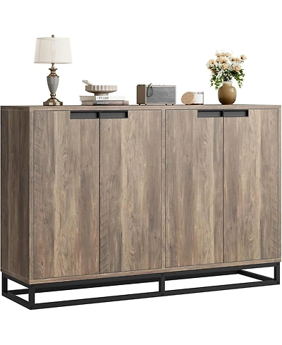 gaomon 55" Buffet Sideboard Storage Cabinet, Modern Entryway Console with Adjustable Shelves, Brown