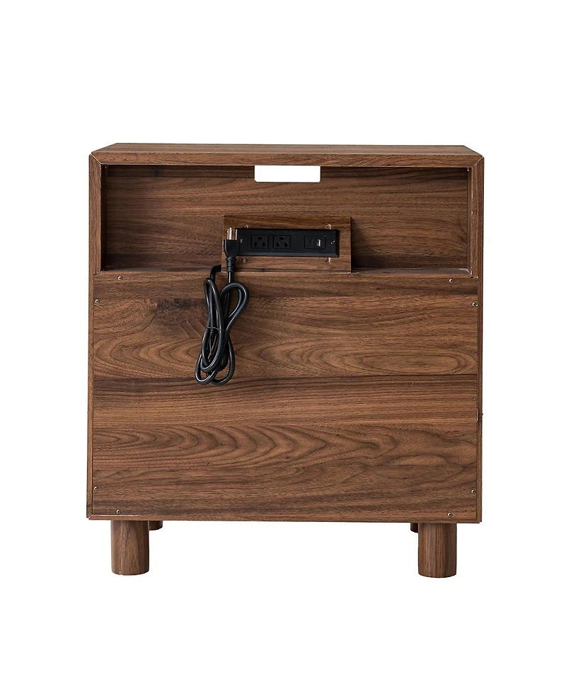 Streamdale Furniture Modern 26" Nightstand w/ Charging Station & 2 Drawers, 23.75" Wide Bedside Table.