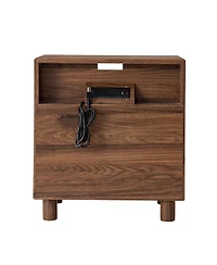 Streamdale Furniture Modern 26" Nightstand w/ Charging Station & 2 Drawers, 23.75" Wide Bedside Table.