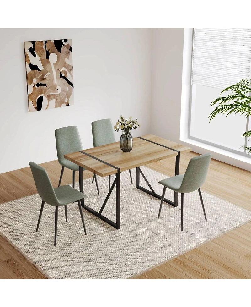 Streamdale Furniture Streamdale 55" Modern Rustic Industrial Dining Table for 4-6, Engineered Wood & Metal Legs