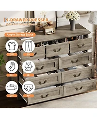 gaomon Farmhouse 9-Drawer Dresser, Rustic Vintage Chest with Natural Texture, Spacious Storage Organizer