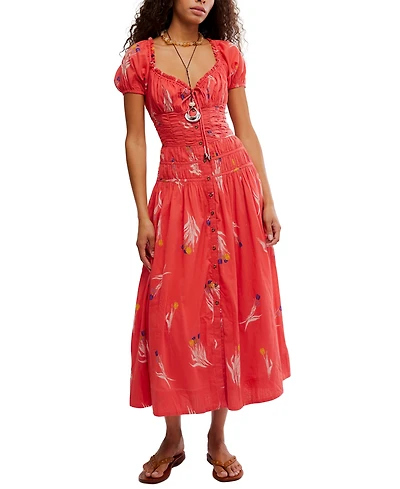 Free People Women's Complete Me Short-Sleeve Midi Dress