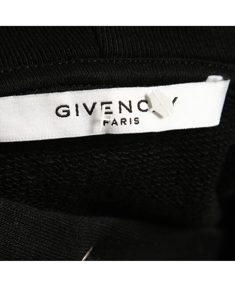Pre-Owned Givenchy Men's Black Logo Print Cotton Hooded Sweatshirt