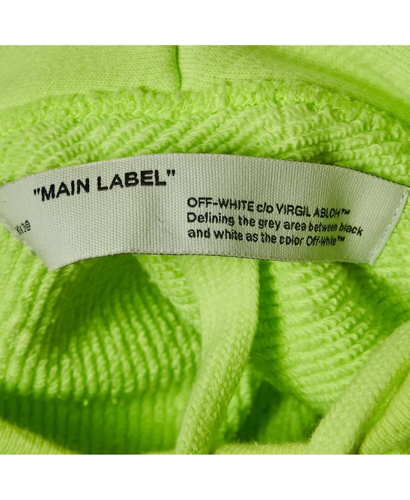 Pre-Owned Off-White Men's Neon Green Tape Embroidered Cotton Hoodie