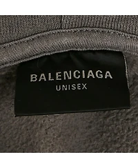 Pre-Owned Balenciaga Men's Unisex Grey Cotton Distressed Zip-Up Hoodie