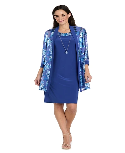 R & M Richards Plus Foil Print Jacket Dress