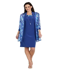R & M Richards Plus Foil Print Jacket Dress