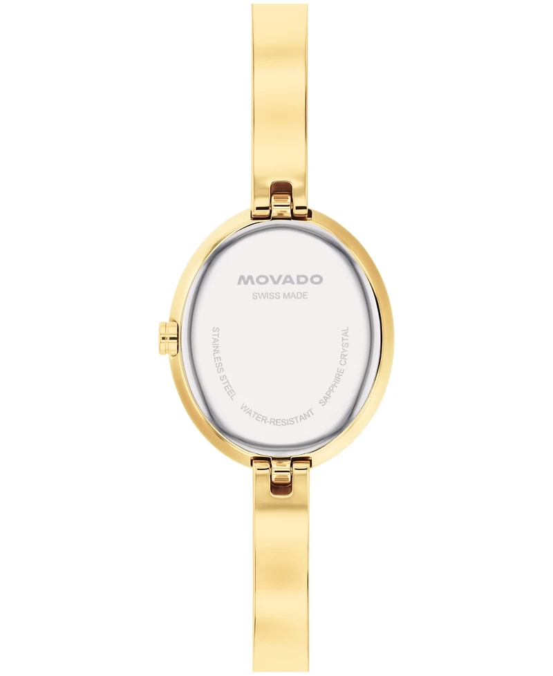 Movado Women's Museum Bangle Oval Lab Grown Diamond Swiss Quartz Light Yellow Pvd Steel Watch, 22 x 26mm