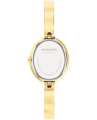 Movado Women's Museum Bangle Oval Lab Grown Diamond Swiss Quartz Light Yellow Pvd Steel Watch, 22 x 26mm