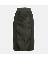 Pre-Owned Dolce & Gabbana Women's Black Stretch Crepe And Satin Pencil Skirt