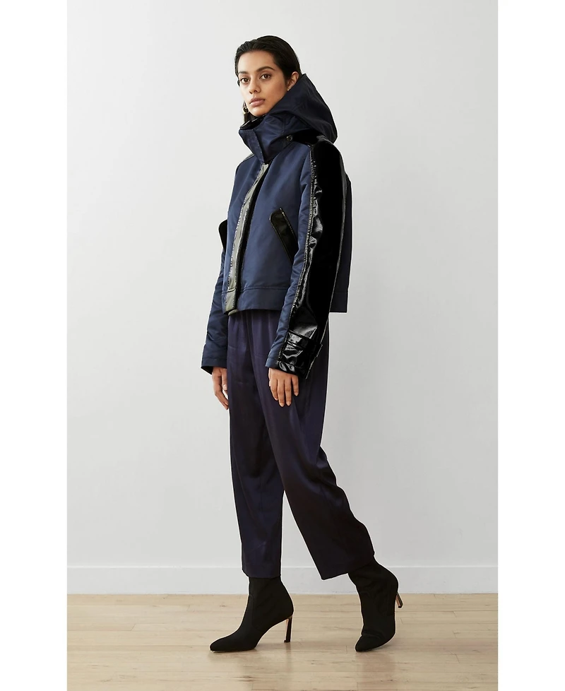 Caalo Women's Water-Resistant Cropped Raincoat