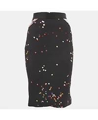 Pre-Owned Givenchy Women's Black Print Crepe Midi Skirt
