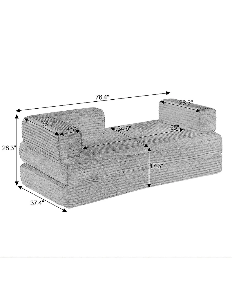 Streamdale Furniture Loveseat Sofa, Cloud Boneless Couch, Modern Modular Sectional, Oversized