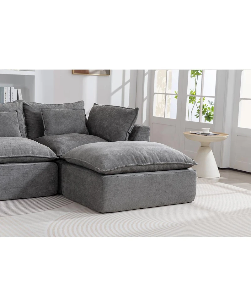 Streamdale Furniture Cloud Couch Oversized Modular Sectional Sofa, 3-Seat with Ottoman