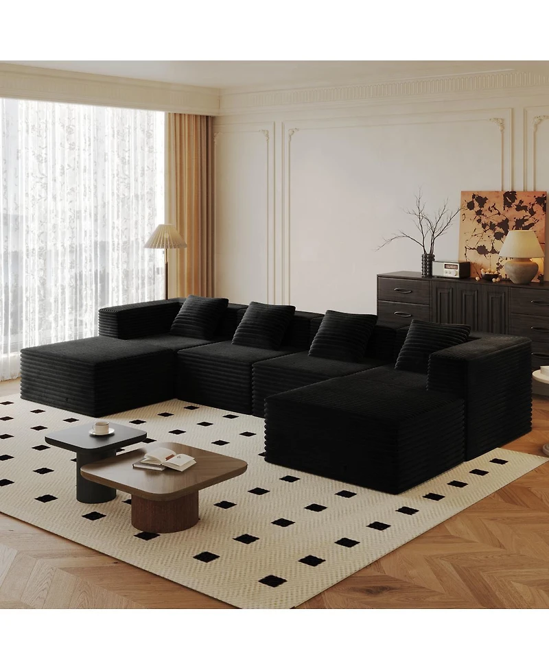 Streamdale Furniture Modular Sectional Couch: Deep Seat, Memory Foam, No Assembly (4 Seats + 2 Ottomans