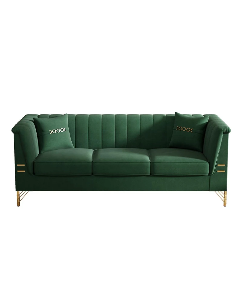 Streamdale Furniture Modern Velvet Sofa with Vertical Channel Tufting