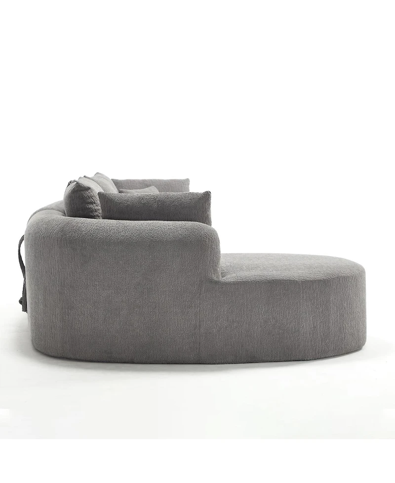 Streamdale Furniture Light Gray Corduroy Cloud Sectional Sofa with L-Shape Chaise