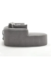 Streamdale Furniture Light Gray Corduroy Cloud Sectional Sofa with L-Shape Chaise