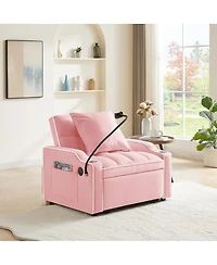 Streamdale Furniture3-in-1 Sofa Bed Convertible Sleeper Chair, Adjustable Pull Out Folding Sofa Bed (Pink)