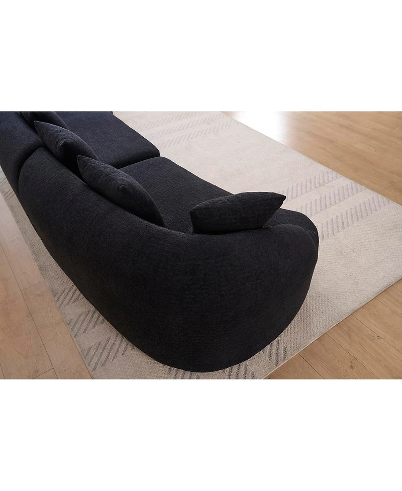 Streamdale Furniture Compression Sponge Sofa Black Curved Modular Sectional Sleeper Couch