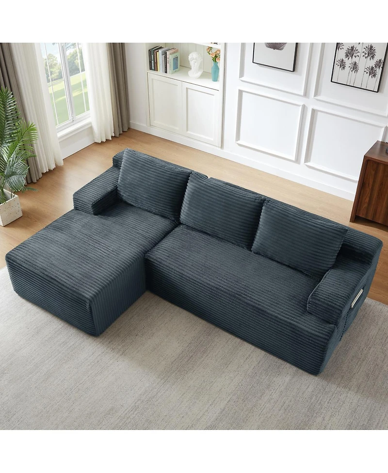 Streamdale L-Shaped Cloud Sectional Sofa, Deep Seat, Modular Sleeper, Dark Gray