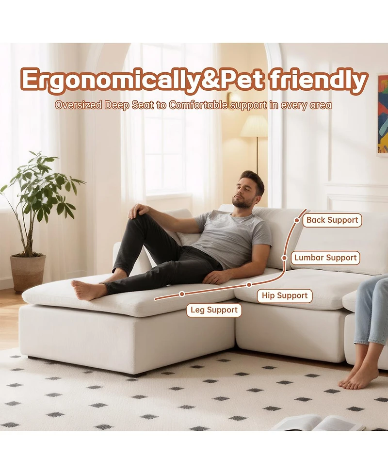 Streamdale Modern L-Shaped Sectional Sofa with Chaise Lounge, Corduroy Couch