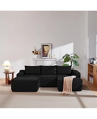 Streamdale 105.7" U-Shaped Cloud Sectional Couch, Modern Modular Sofa, Black Corduroy