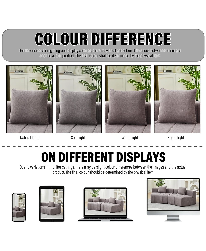 Streamdale Furniture Chenille curved sectional sofa with 6 pillows, semi-circular modular sofa for any room