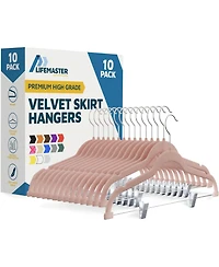 Lifemaster Velvet Pants Hangers, Adjustable Clip Design, 360° Swivel Hook, Non-Slip Notches, Pack of 10, Pink