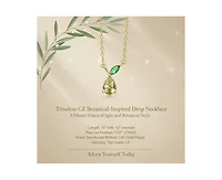 Rachel Glauber Timeless Cz Botanical-Inspired Drop Necklace in 14K Gold Plated
