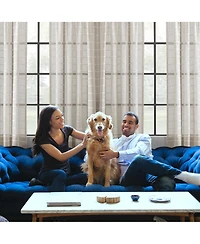 Twill Stripe Anti-Dust Linen Blend Sheer Curtain Panel