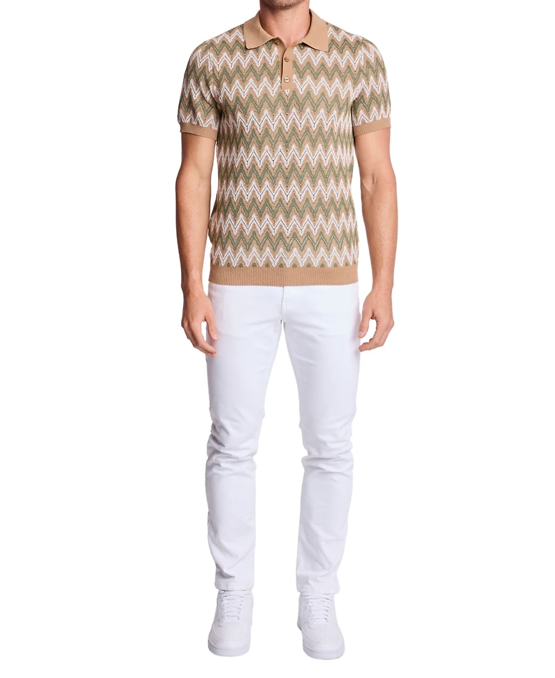 Paisley & Gray Men's Zig Zag Print Polo Shirt