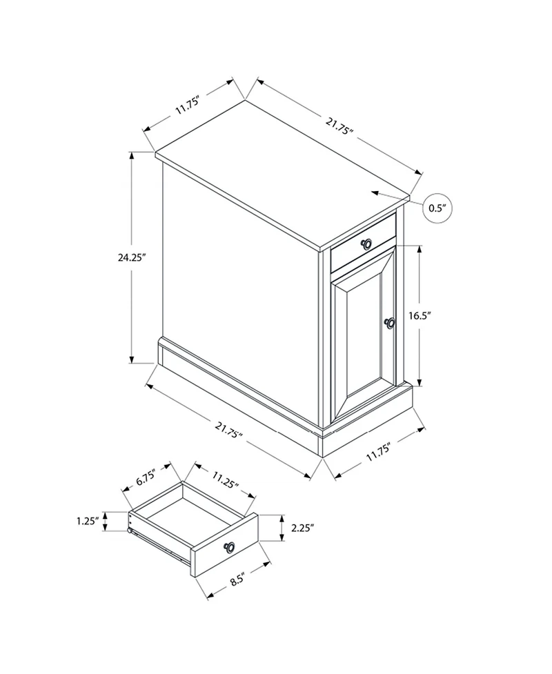 Streamdale Furniture Antique Blue Solid Wood Veneer Traditional Accent Table, 11.75 x 21.75 x 24.25 in
