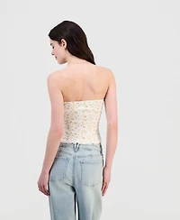 Just Polly Juniors' Ditsy Print Sweetheart-Neck Top