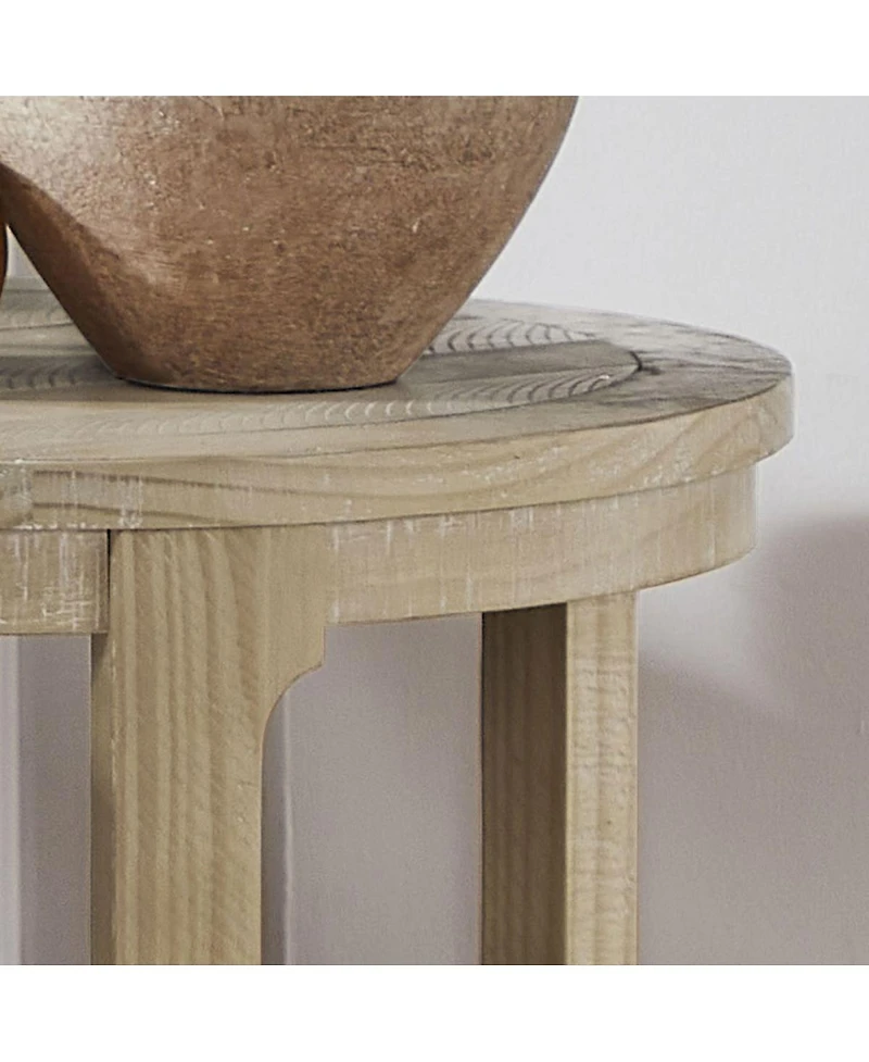 Streamdale Furniture 24" 2PC Curved Round Wooden Coffee Table Set, Mid Century Rustic Oak