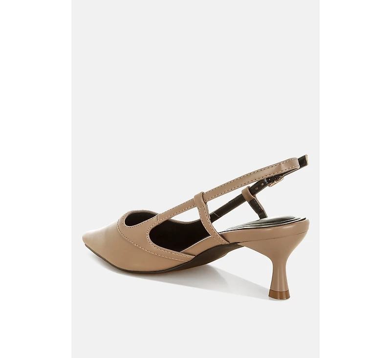 London Rag Womens Luxton Slingback Pin Buckle Kitten Heels