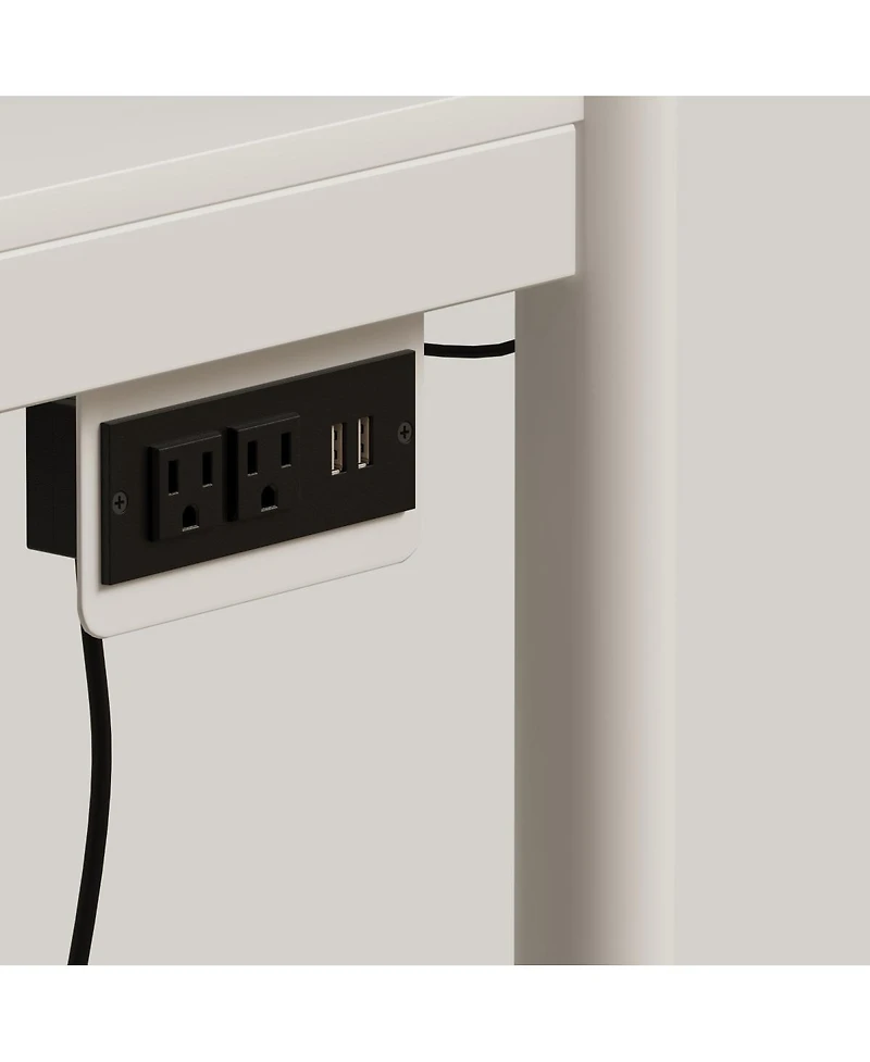 Streamdale Furniture White full size bunk bed with twin size, Led light and charging socket