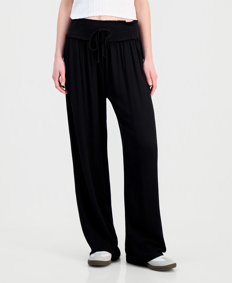 Kingston Grey Juniors' Smocked-Waist Soft Pants