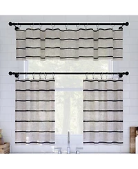 Twill Stripe Anti-Dust Linen Blend Sheer Cafe Curtain Valance