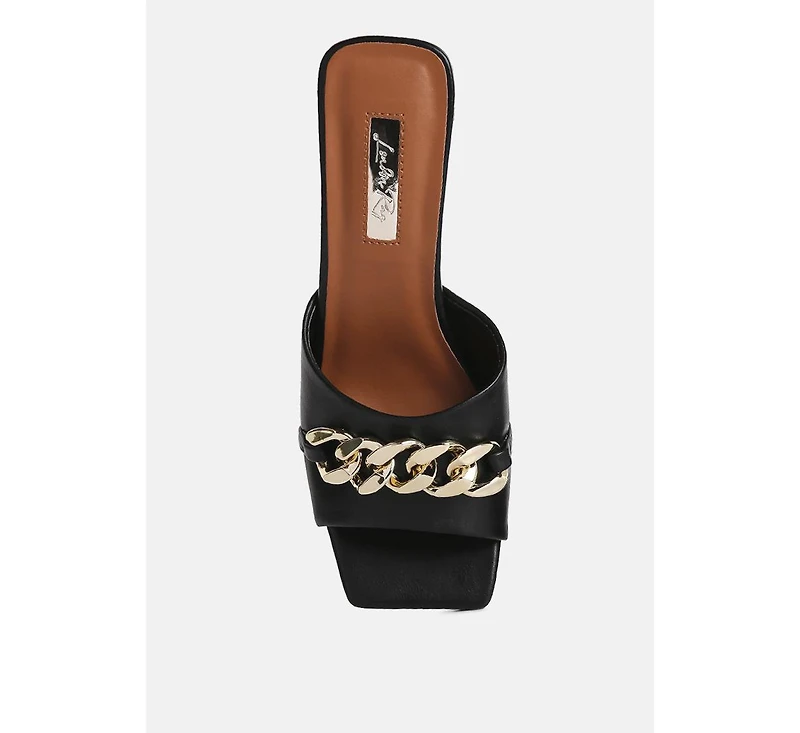 Hotshot Mid Heel Chain Detail Sandals