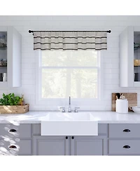 Twill Stripe Anti-Dust Linen Blend Sheer Cafe Curtain Valance