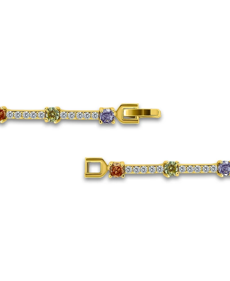 Macy's 3 5/8 ct. t.w 4mm 2mm Round Cubic Zirconia Stone Stations on Pave Link Bracelet, Created for