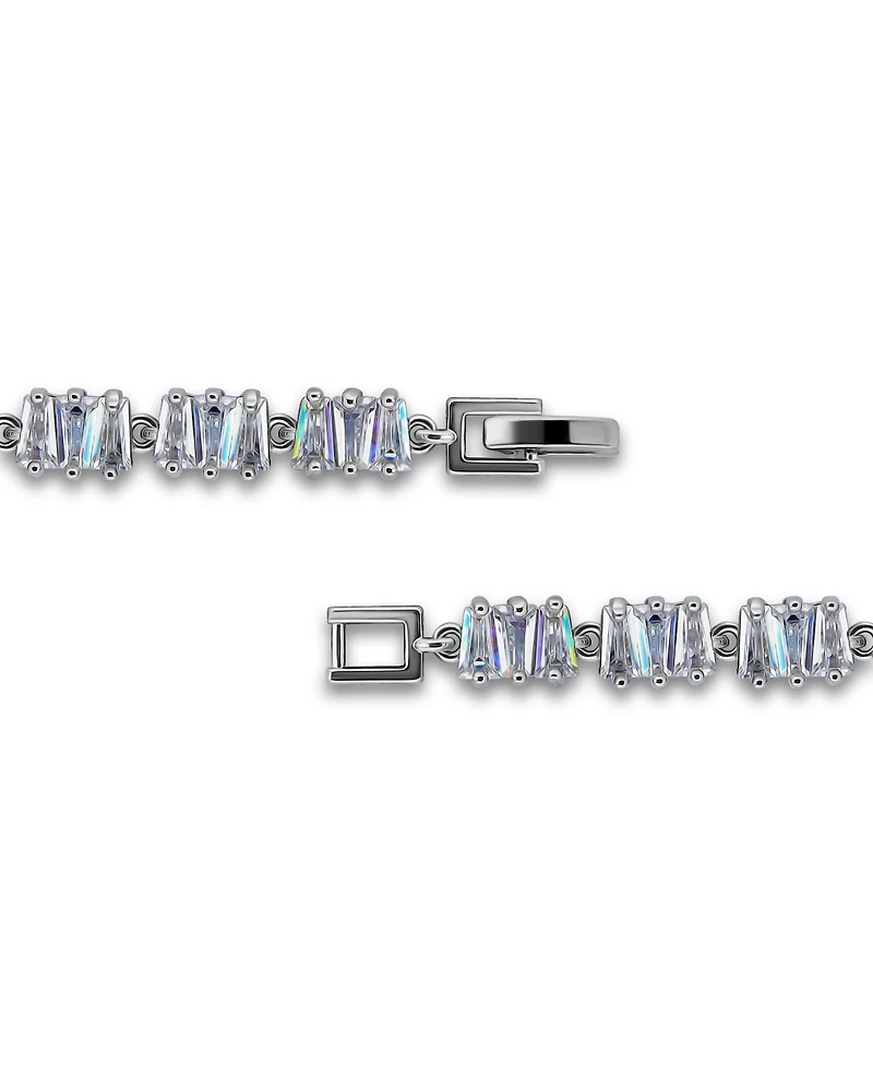 Macy's 16 ct. t.w Cubic Zirconia 5x3 Trapezoid, and 1mm Round Cut Stones 5x5mm Emerald Green Square Cut Glass Stones Bracelet, Created for Macy's