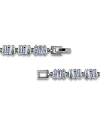 Macy's 16 ct. t.w Cubic Zirconia 5x3 Trapezoid, and 1mm Round Cut Stones 5x5mm Emerald Green Square Cut Glass Stones Bracelet, Created for Macy's