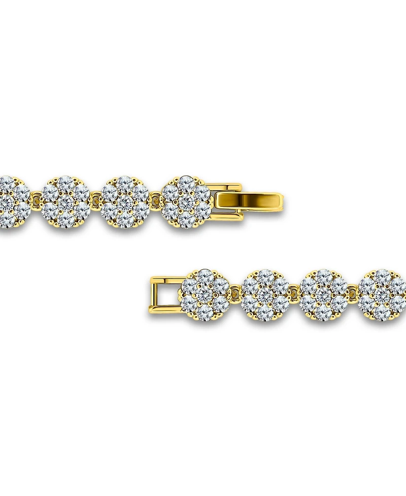 Macy's 7 ct. t.w 2mm Round Cut Cubic Zirconia Stones Cluster Flower Link Bracelet, Created for
