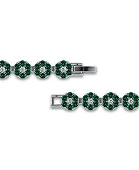 Macy's 1 ct. t.w 2mm Round Cut Cubic Zirconia Ruby Red Glass Stones Cluster Flower Link Bracelet, Created for