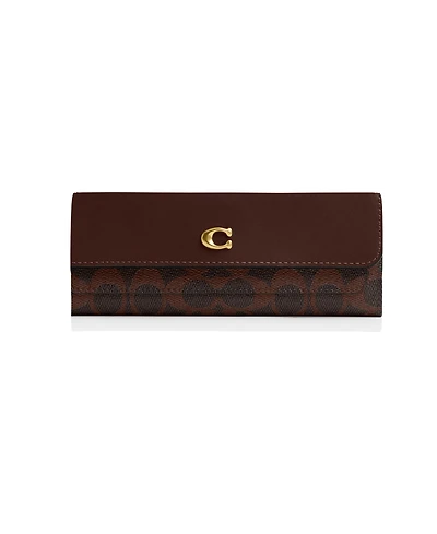 Coach Mila Long Flap Wallet Signature Coated Canvas